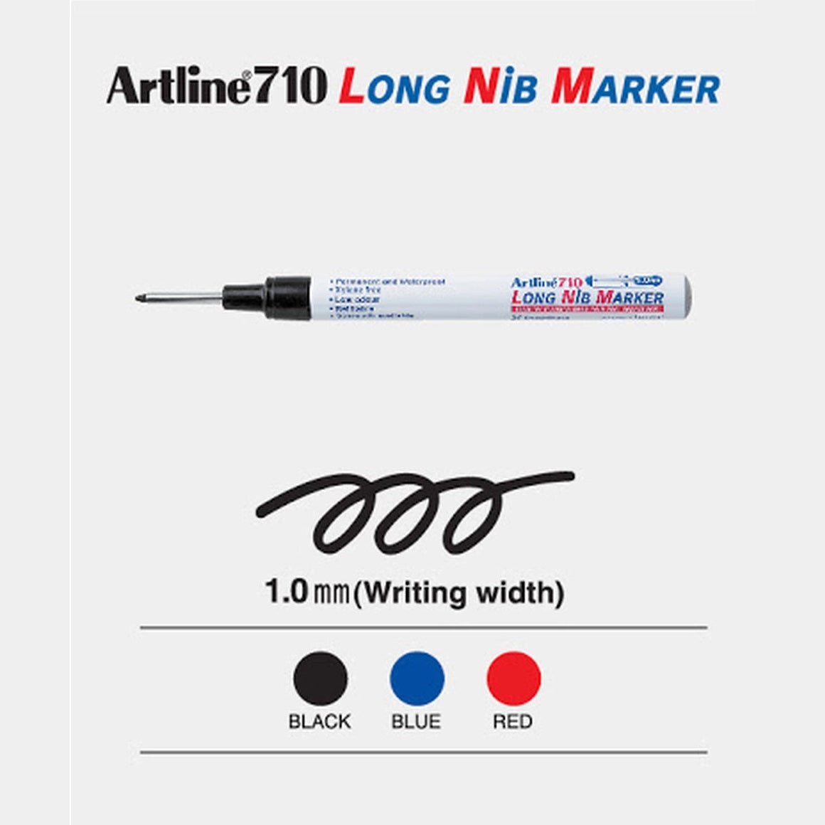 Artline Long Nib Permanent Marker EK710 Tip Size 1.0mm - 1 DOZEN
