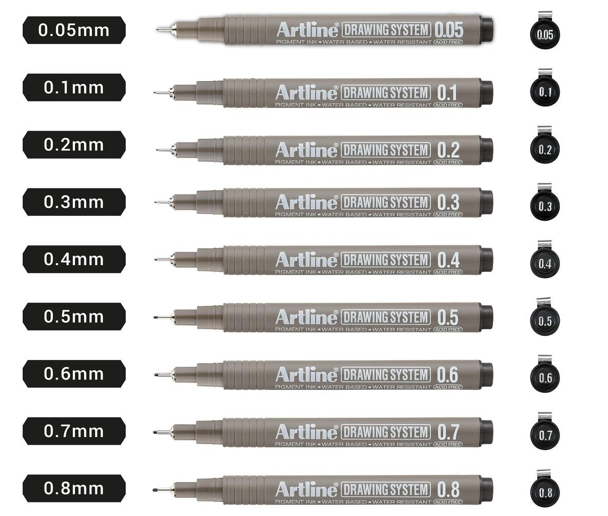 ARTLINE Drawing System Fineliner BLACK - 1 DOZEN