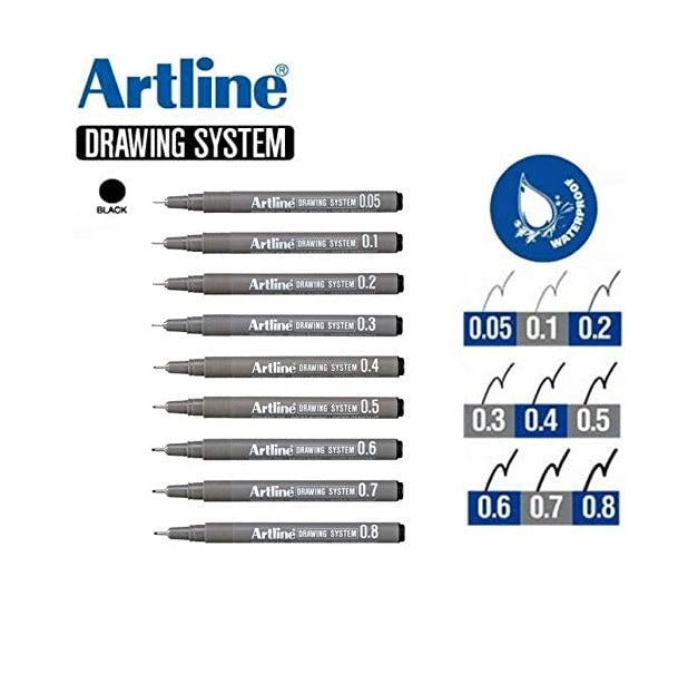 ARTLINE Drawing System Fineliner BLACK - 1 DOZEN